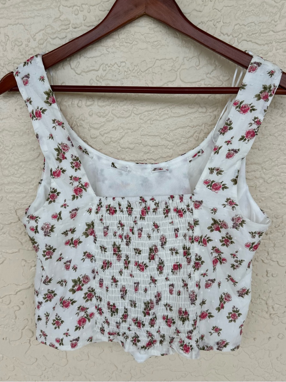 Romantic Floral Swiss Dot Tank Coquette Cottagecore Top M - Picture 5 of 6